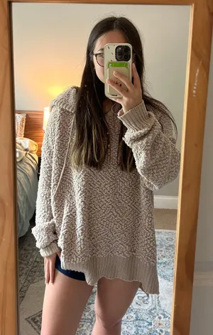 Peach Love California Oversized Hooded Sweater thumbnail 1