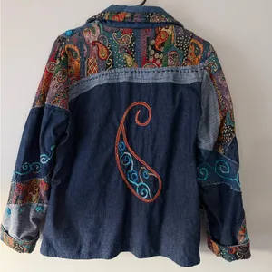 Vtg Parsley & Sage Botanical Floral Embroidered Button Up Denim Jacket Patchwork thumbnail 8