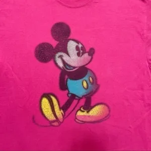 Disney Mickey Mouse Pink Graphic T-Shirt Women’s Medium Short Sleeve thumbnail 2