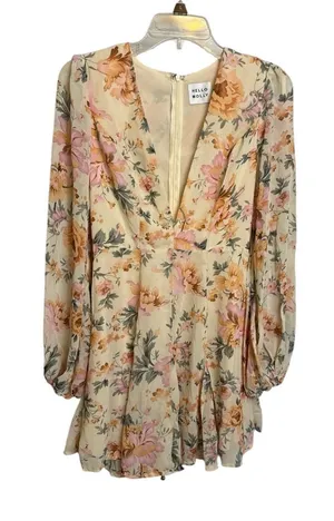 Hello Molly flowery dress lined v neck cottagecore artsy size small romantic thumbnail 1