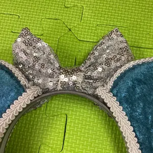 Disney’s Frozen Themed Minnie Ears with silver sequined bow thumbnail 6