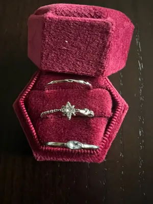 Women’s Stainless Steel Silver Stackable Trio Ring Set Size 7 NWT thumbnail 2