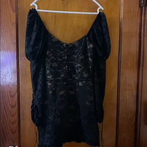 For Love and Lemons Violetta Lace Up Mini Black Lace Dress SMALL thumbnail 6