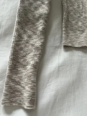 Abercrombie & Fitch | Marled Ribbed Half Zip Collar Sweater Top Beige Cream XXS thumbnail 5