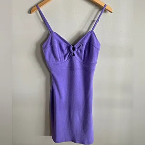 Purple Y2K Mini Dress Bodycon Cutout Ring Bust Spaghetti Strap Size M thumbnail 8