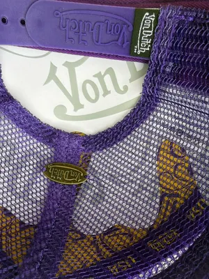 Von Dutch unisex Purple and Yellow Mesh Trucker Hat thumbnail 3