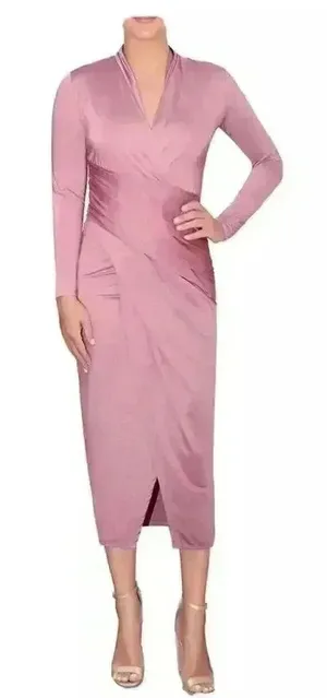 Rachel Rachel Roy Mauve Faux Wrap Midi Dress,‎ XS thumbnail 1