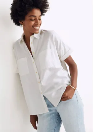 Madewell | White Cotton Courier Oversized Button-Down Shirt | Sz XXL thumbnail 1