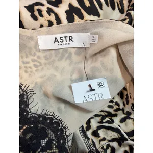 ASTR NWT The Label Leopard Print Lace Trim Midi Slip Dress Satin Size Medium thumbnail 6