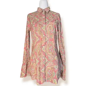 Tin Haul‎ Paisley Western Snap Shirt Pink Coral Turquoise Boho Cowgirl Small thumbnail 10
