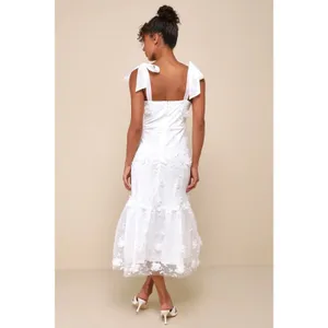 Lulus Divinely Adored White Embroidered Floral Midi Dress XS NWOT thumbnail 3