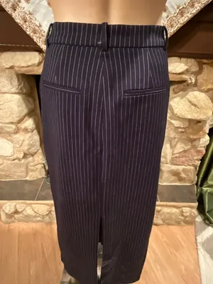 Pinstripe Maxi Dark Navy Skirt thumbnail 9