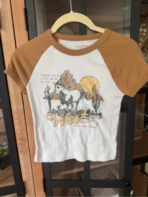 Wild West baby tee hold your horses short sleeve graphic contrast cropped tshirt thumbnail 4