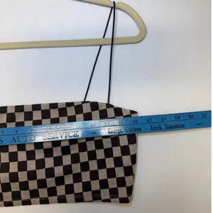 Reformation Womens Checkerboard Spaghetti Strap Crop Top Brown Tan Size L‎ thumbnail 5
