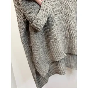 She + Sky Oversized V‑Neck Sweater - Taupe – One Size thumbnail 4