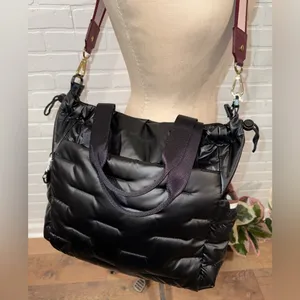 Hedgren Black Quilted Puffy Weekender Tote with Detachable Strap thumbnail 4