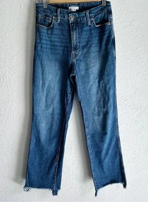 Good American Good Curve Crossover Straight Chewed Raw Hem Jeans Sz 27 thumbnail 3