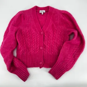 Paris Atelier &‎ Other Stories bright pink cable knit cardigan Wool Mohair small thumbnail 3