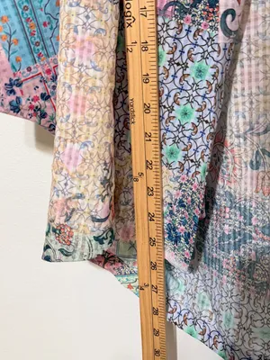 World Market Floral Boho Patchwork Open Front Kimono Cardigan one size pink blue thumbnail 11