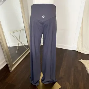 NWT Pobodo High Waisted Yoga Casual Wide Leg Pants Size L Grey thumbnail 3