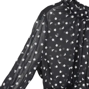 Lulus Blouse Womens M Sheer Floral Long Sleeve Ruffle Neck Keyhole Back Top thumbnail 6