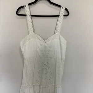 FARM Rio Midi Dress XL White Richelieu Broderie Anglaise Sundress Bustier Corset thumbnail 6