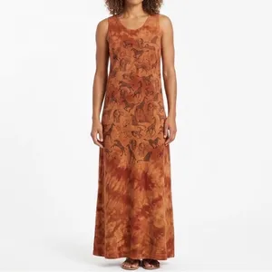 Vintage National Wildlife Federation Safari Animal Print Maxi Dress Rust Cotton thumbnail 6
