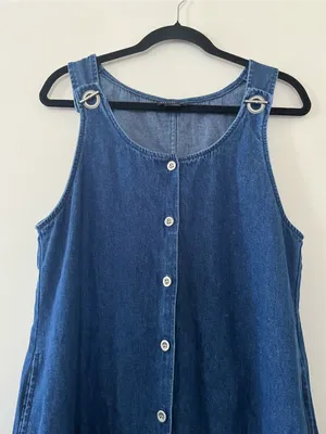 Vintage Denim Button Front Midi Dress Small 100% Cotton Cottagecore Western Farm thumbnail 2
