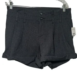 Free People Black Comb Micro Check Pleated High Rise Cuffed Shorts 6 Academia thumbnail 1