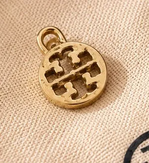 Tory Burch Gold Tone Miller Pave Logo Circle Charm Pendant Accessory thumbnail 1