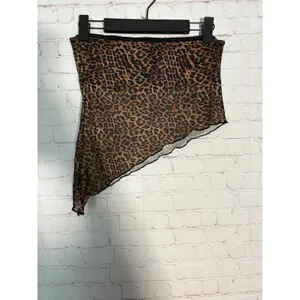 Edikted Leopard Print Asymmetric Mesh Tube Top‎ Brown Black Strapless Crop Small thumbnail 5