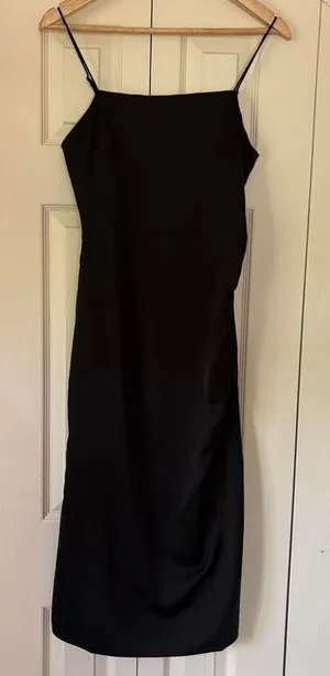Sage the Label Black Satin Formal Sleeveless Slip Midi Dress Size Small thumbnail 1