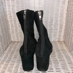 Free People Cecile Black Suede Leather Block Heel Ankle Boots Booties Sz 39 8.5 thumbnail 5