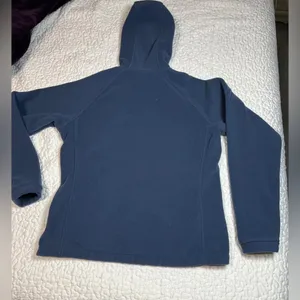 The North Face Fleece Jacket Women M gray Windwall Full Zip Hooded Sweater Logo thumbnail 2