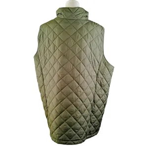 Lands' End Women's 3X Diamond Quilted Puffer Vest in Olive Full Zip Lightweight thumbnail 3
