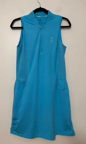 Adidas Womens Pinehurst 1895 Golf Dress‎ Blue Sleeveless Quarter Zip Size Medium thumbnail 1
