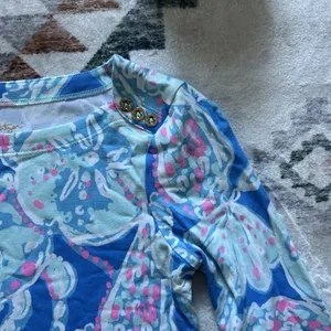 Lilly Pulitzer UPF 50 +‎ Cotton Sophie Dress Into the Deep Size XXS Pink Blue thumbnail 6