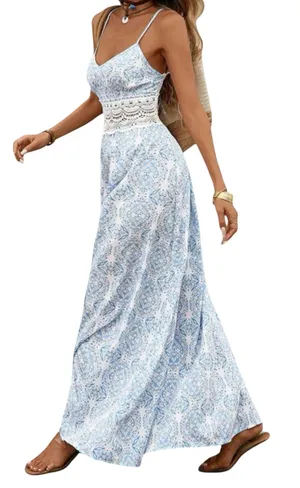 Amazon Blue and White floral Maxi Dress thumbnail 1