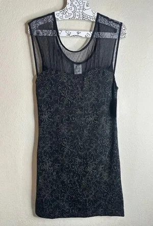 Free People Dragonfly Dress black/gold size large NWT thumbnail 3