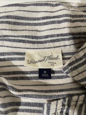 Universal Threads Striped Button-Front Mini Dress in Gray and White thumbnail 7