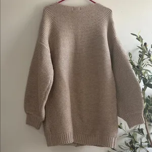 Pink Lily Tan Knit Cardigan thumbnail 5