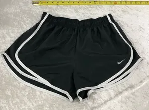 Nike dri-fit womens medium running shorts black grey brief liner elastic thumbnail 1