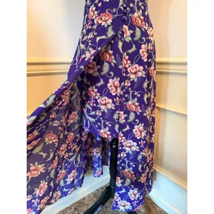 VTG Timoteo Corelli Purple Floral Button-Front Slip Dress Maxi 90s Whimsigoth thumbnail 5