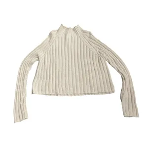 American Eagle Outfitters Oatmeal Chunky Cropped Mock Neck Sweater SZ XL Y2K thumbnail 2