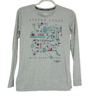 Brooks Women's Small Run Happy Gray Long Sleeve Holiday Graphic Running Shirt thumbnail 1
