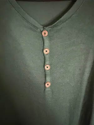 Woman’s Long Sleeve Henley Shirt - Teal Green thumbnail 3