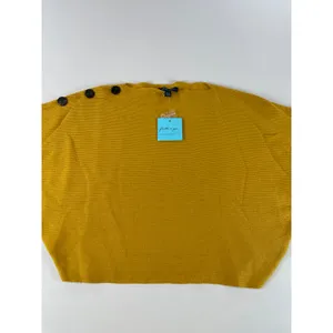 Faith + Zoe Sweater Size L Golden Yellow Ribbed Raglan Sleeve Button Detail NWT thumbnail 5