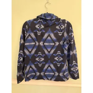 Chaps Women’s Sweatshirt Southwestern Diamond Shawl Neck Blue‎ Black L thumbnail 3