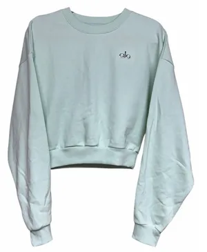 Aloha Island Alo Yoga Cropped Accolade Crew Neck Pullover Sweatshirt Spearmint Size Medium‎ thumbnail 1