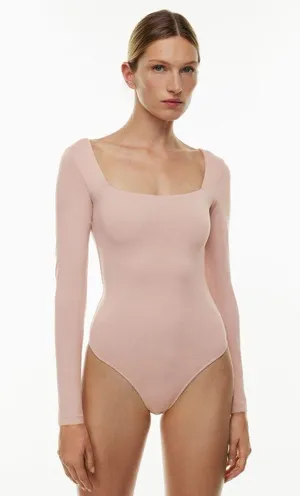 Aritzia Babaton Contour Squareneck Longsleeve Bodysuit Nude Size Small thumbnail 1